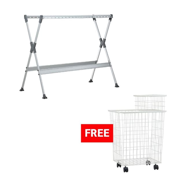 ซื้อราวตากผ้าบาร์คู่ รุ่นอันลัน แถมฟรี! ตะกร้าผ้า รุ่นโอเลน (2 ชิ้น/ชุด)