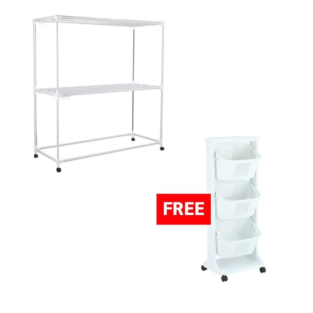 ซื้อราวตากผ้าเหล็กเคลือบสี รุ่นซันกิ ขนาด 1.5 เมตร แถมฟรี! ตะกร้าผ้า 3 ชั้น พร้อมล้อ รุ่นมิกกิ