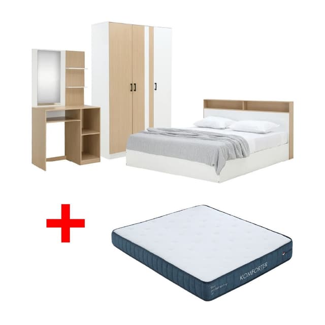 ซื้อชุดห้องนอน รุ่นคาร์เนชั่น+แมกโนเลีย ขนาด 6 ฟุต (เตียง, ตู้เสื้อผ้า 3 บาน, โต๊ะเครื่องแป้ง) พร้อมที่นอน รุ่นคอมฟอร์ทเตอร์ ขนาด 6 ฟุต ราคาพิเศษ!