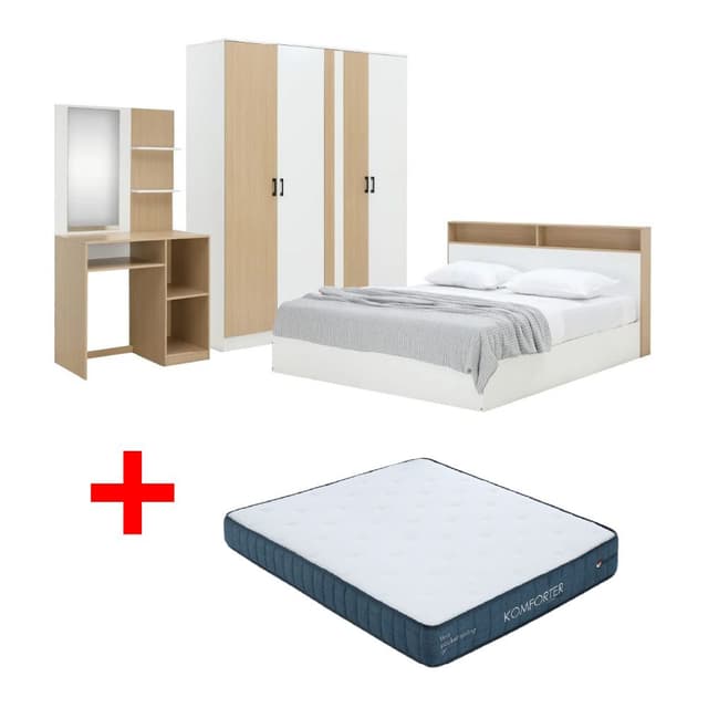ซื้อชุดห้องนอน รุ่นคาร์เนชั่น+แมกโนเลีย ขนาด 6 ฟุต (เตียง, ตู้เสื้อผ้า 4 บาน, โต๊ะเครื่องแป้ง) พร้อมที่นอน รุ่นคอมฟอร์ทเตอร์ ขนาด 6 ฟุต ราคาพิเศษ!