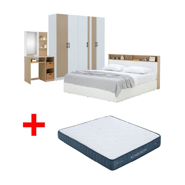 ซื้อชุดห้องนอน รุ่นแมกโนเลีย ขนาด 5 ฟุต (เตียง, ตู้เสื้อผ้า 5 บาน, โต๊ะเครื่องแป้ง ) พร้อมที่นอน รุ่นคอมฟอร์ทเตอร์ ขนาด 5 ฟุต ราคาพิเศษ!