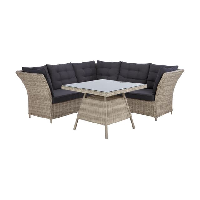 ชุดโต๊ะสนาม+โซฟาเข้ามุม รุ่นมาชารอฟ - สีน้ำตาล