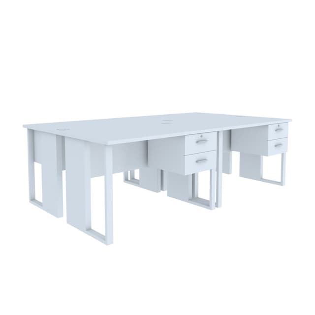 โต๊ะทำงาน 4 ที่นัง D รุ่นเวคตร้า 240 ซม. - สีขาว