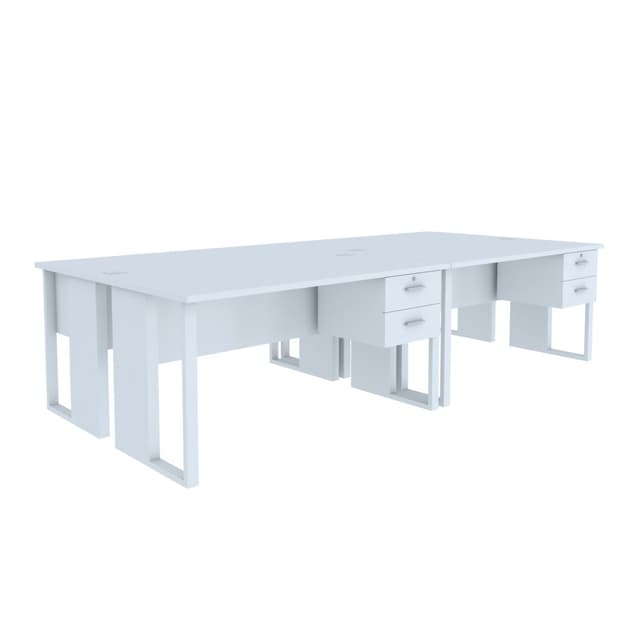 โต๊ะทำงาน 4 ที่นัง D รุ่นเวคตร้า 300 ซม. - สีขาว