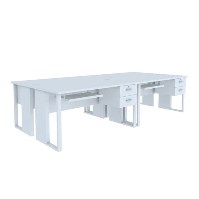 โต๊ะคอมพิวเตอร์ 4 ที่นั่ง D รุ่นเวคตร้า 300 ซม. - สีขาว