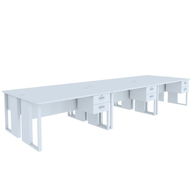 โต๊ะทำงาน 6 ที่นัง D รุ่นเวคตร้า 450 ซม. - สีขาว