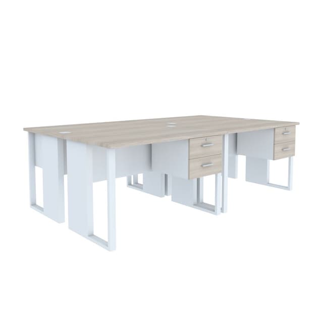 โต๊ะทำงาน 4 ที่นั่ง D รุ่นเวคตร้า 240 ซม. - สีขาว/เมเปิ้ล