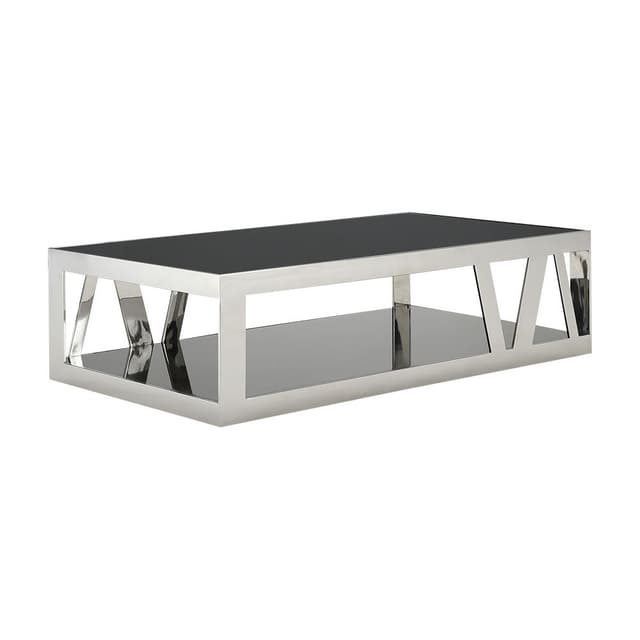 โต๊ะกลางกระจก รุ่นสตุ๊กก้า ขนาด 140 ซม. - สีดำ/เงินโครเมี่ยม