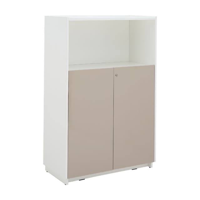 ตู้เอกสารกลาง รุ่นสไตล์โล่ พลัส ขนาด 84 ซม. - สีขาว/เบจ