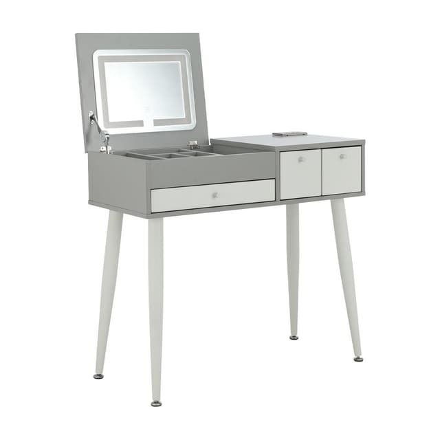 โต๊ะเครื่องแป้ง รุ่นฟลาโน - สีเทาอ่อน/ขาว