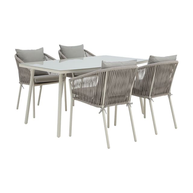 ชุดโต๊ะอาหารสนาม 4 ที่นั่ง รุ่นไมแอมี - สีเทาอ่อน