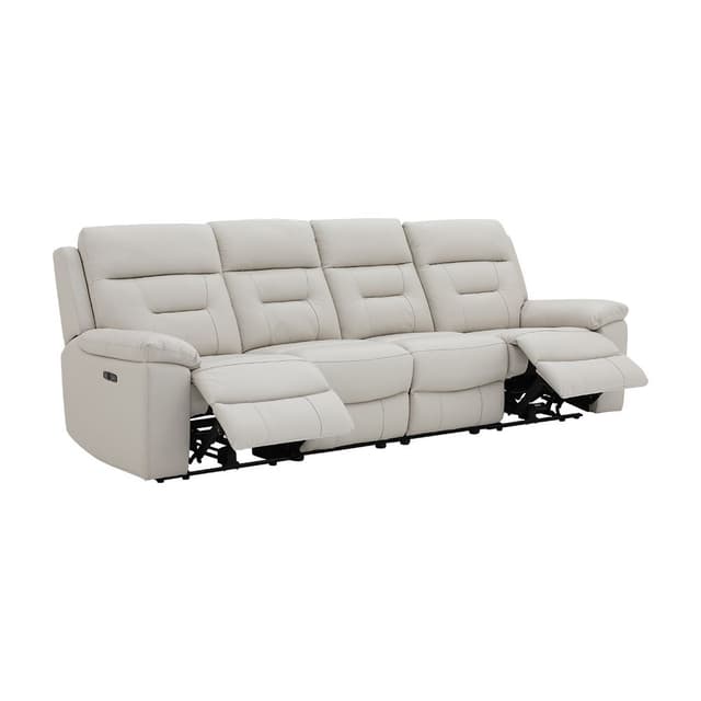 โซฟาหนังแท้ผิวสัมผัสปรับระดับไฟฟ้า 4 ที่นั่ง รุ่นมิโดริ - สีรอยัล เบจ