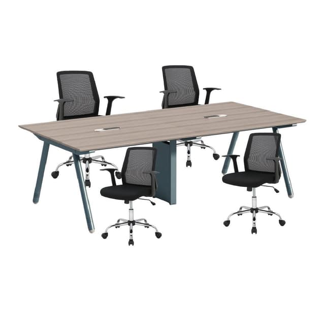 ซื้อโต๊ะประชุม รุ่นคีน ขนาด 240 ซม. พร้อมเก้าอี้สำนักงานพนักพิงกลาง รุ่นทอมสันพลัส (4 ที่นั่ง) ราคาพิเศษ!