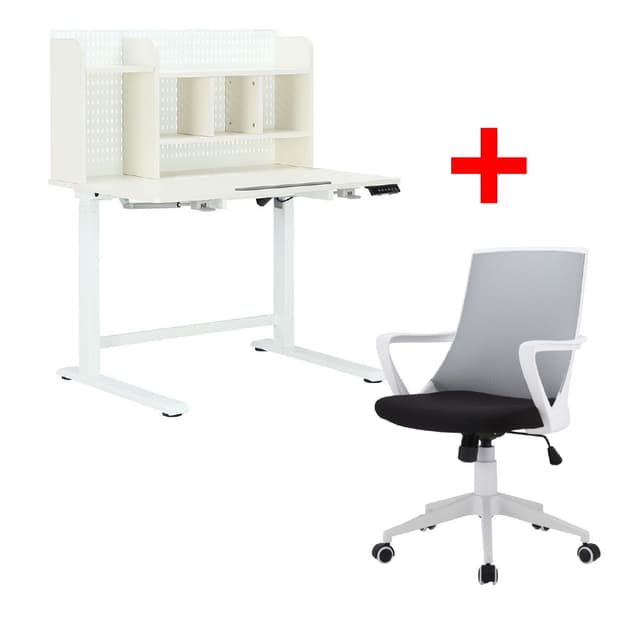 ซื้อโต๊ะปรับระดับไฟฟ้าพร้อมชั้นวางของ รุ่นมอริช พร้อมเก้าอี้สำนักงานพนักพิงกลาง รุ่นวอลลาร์ด ราคาพิเศษ!