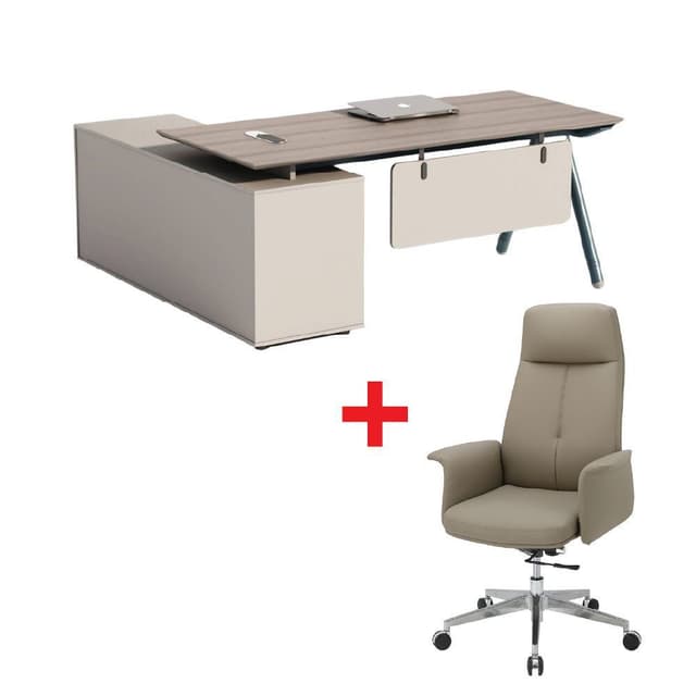 ซื้อโต๊ะผู้บริหาร รุ่นคีน ขนาด 180 ซม. พร้อมเก้าอี้สำนักงานพนักพิงสูง รุ่นเชลล่า ราคาพิเศษ!
