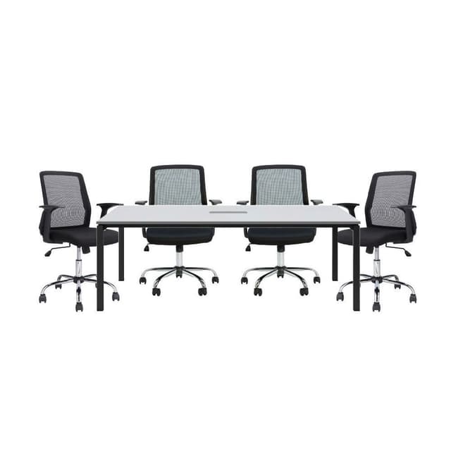 ซื้อโต๊ะประชุม รุ่นจอยน์ ขนาด 240 ซม. พร้อมเก้าอี้สำนักงานพนักพิงกลาง รุ่นทอมสันพลัส (4 ที่นั่ง) ราคาพิเศษ!