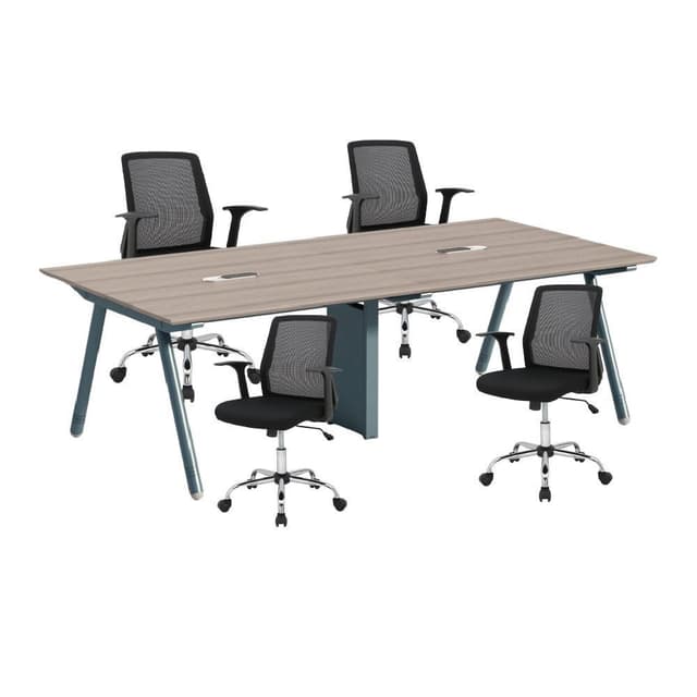 ซื้อโต๊ะประชุม รุ่นคีน ขนาด 240 ซม. พร้อมเก้าอี้สำนักงานพนักพิงกลาง รุ่นทอมสันพลัส (4 ที่นั่ง) ราคาพิเศษ!