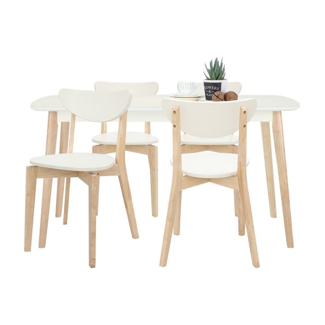 ชุดโต๊ะอาหาร 4 ที่นั่ง รุ่นมาวิน - สีขาว/ธรรมชาติ
