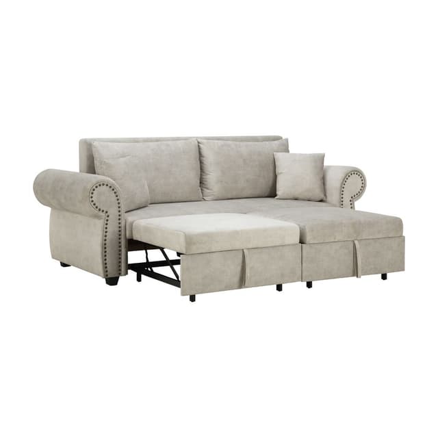 โซฟาเบดผ้า 3 ที่นั่ง รุ่นวิคตอเรีย - สีเทาอ่อน