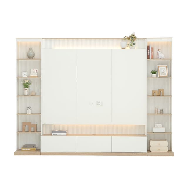 ชุดโฮมเอ็นเตอร์เทนเมนท์ รุ่นมินิมอล ขนาด 294.2 ซม. - สีขาว/เลอบาน่า โอ๊ค