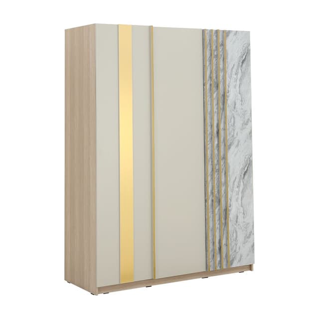 ตู้เสื้อผ้า 3 บาน รุ่นวาลักซ์ - สีเลอบาน่า โอ๊ค/ลาวา เกรย์