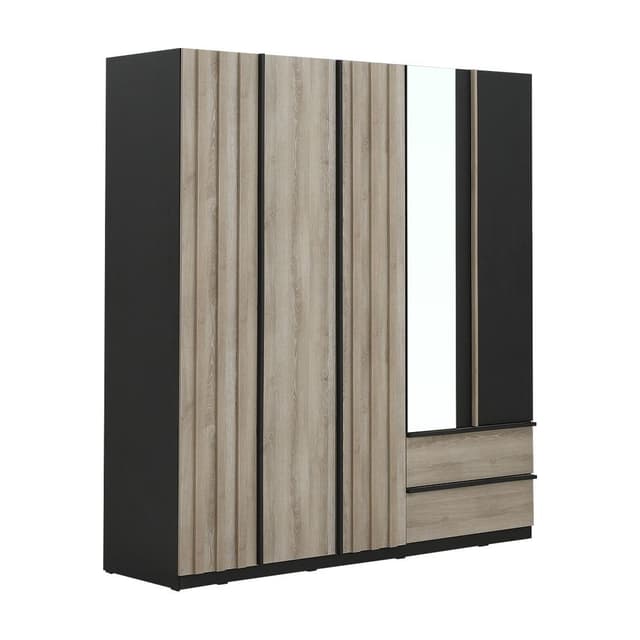 ตู้เสื้อผ้า 5 บาน รุ่นอัมสเตอร์ดัม - สีดาร์ค เวงเก้/ซิลเวอร์แอช