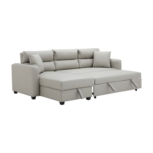 โซฟาเบด PU L-shape รุ่นโดมิทัส - สีเทาอ่อน