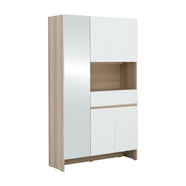 ตู้รองเท้าอเนกประสงค์ รุ่นเพรสตัน ขนาด 120 ซม. - สีขาว/เลอบาน่า โอ๊ค