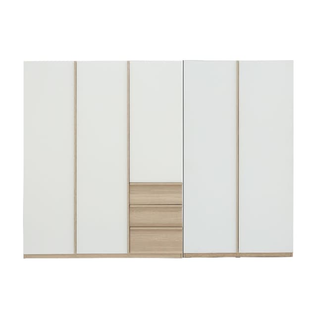 ตู้เสื้อผ้า 3 บาน และ 2 บาน รุ่นซิโน่-M+ซิโน่-O - สีเลอบาน่า โอ๊ค/ขาว