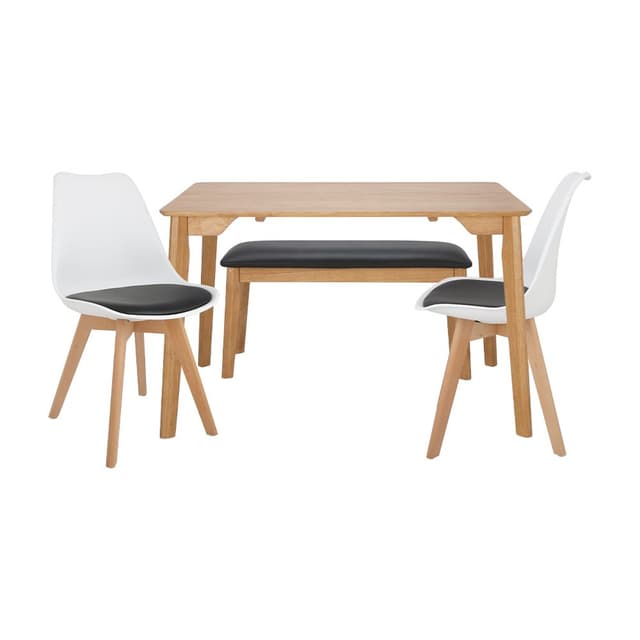 ชุดโต๊ะอาหารพร้อมม้านั่ง 4 ที่นั่ง รุ่นเฟมมี่+คีล - สีธรรมชาติ/ขาว