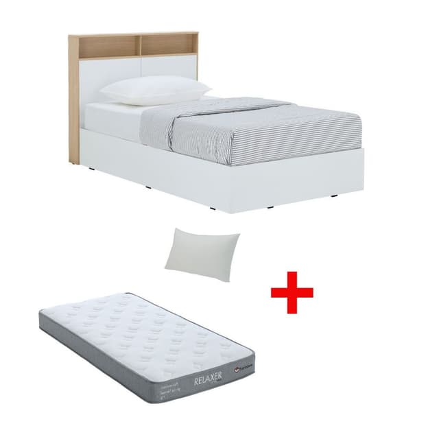 ซื้อเตียงนอน รุ่นคาร์เนชั่น ขนาด 3.5 ฟุต พร้อมที่นอน รุ่นรีแล็กเซอร์ ขนาด 3.5 ฟุต หนา 8 นิ้ว พร้อมหมอน 1 ใบ ราคาพิเศษ!