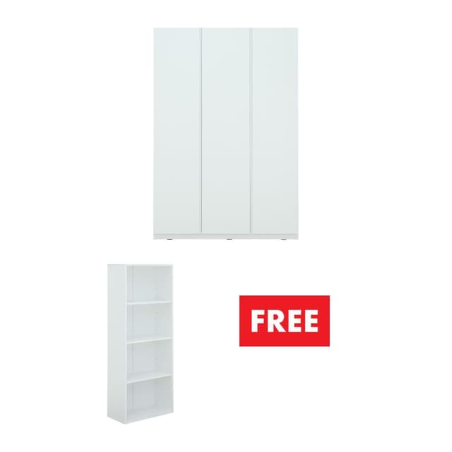 ซื้อตู้เสื้อผ้า 3 บาน รุ่นมาโน่ แถมฟรี! ชั้นวางของ 4 ชั้น รุ่นมอร์