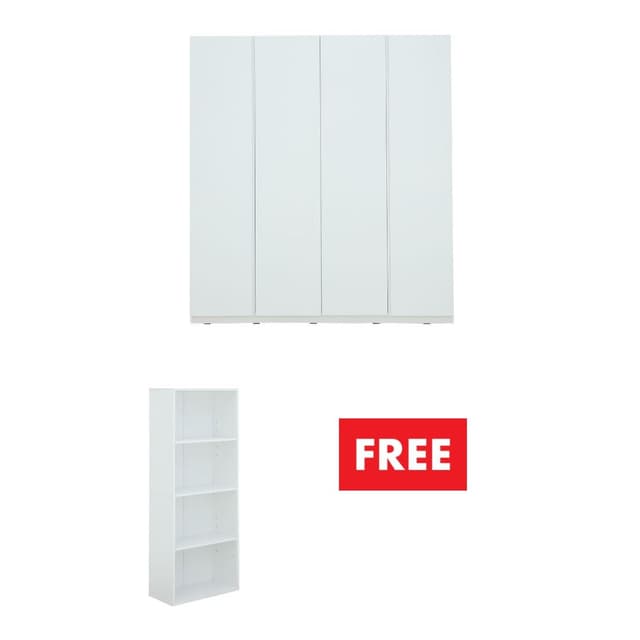 ซื้อตู้เสื้อผ้า 4 บาน รุ่นมาโน่ แถมฟรี! ชั้นวางของ 4 ชั้น รุ่นมอร์