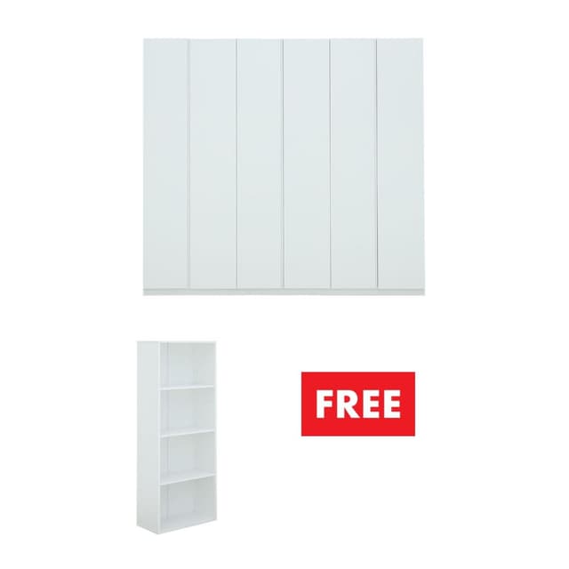ซื้อตู้เสื้อผ้า 6 บาน รุ่นมาโน่ แถมฟรี! ชั้นวางของ 4 ชั้น รุ่นมอร์