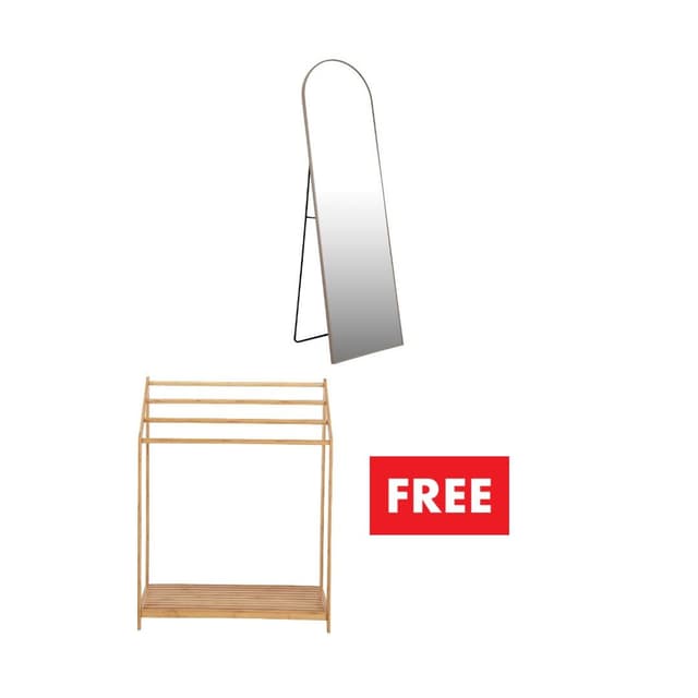 ซื้อกระจกตั้งพื้น รุ่นเทียร่า ขนาด 50.8 x 2.75 x 172.7 ซม. แถมฟรี! ราวแขวนผ้าพร้อมชั้นวาง รุ่นแอชลีย์