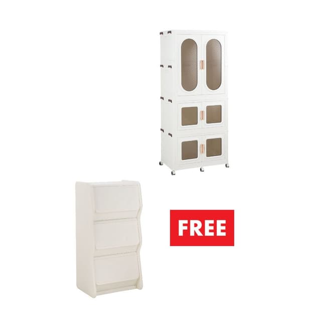 ซื้อตู้บานเปิด 4 ชั้นพร้อมล้อ รุ่นมอทติ แถมฟรี! ตู้บานเปิด 3 ชั้นพร้อมล้อ รุ่นมอทติ