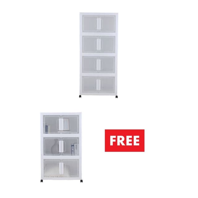 ซื้อตู้บานเปิด 4 ชั้นพร้อมล้อ รุ่นมอทติ แถมฟรี! ตู้บานเปิด 3 ชั้นพร้อมล้อ รุ่นมอทติ