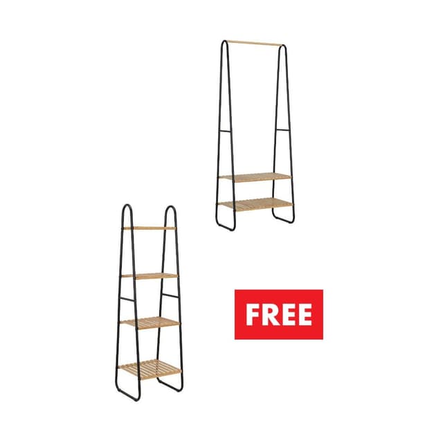 ซื้อราวแขวนผ้าพร้อมชั้นวางของ 2 ชั้น รุ่นทิมโบ แถมฟรี! ชั้นวางของ 4 ชั้น รุ่นทิมโบ