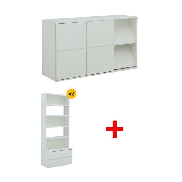 ซื้อตู้ไซด์บอร์ด รุ่นเมลตัน ขนาด 135 ซม. พร้อมชั้นวางของพร้อมลิ้นชัก รุ่นเมลตัน ขนาด 90 ซม. (2 ชิ้น) ราคาพิเศษ!