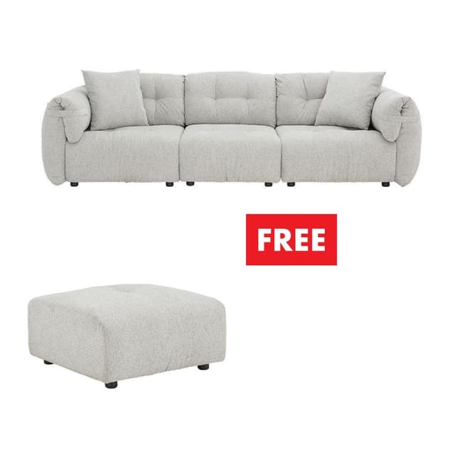 ซื้อโซฟาผ้า 3 ที่นั่ง รุ่นไมลีย์ แถมฟรี! สตูลผ้า รุ่นไมลีย์