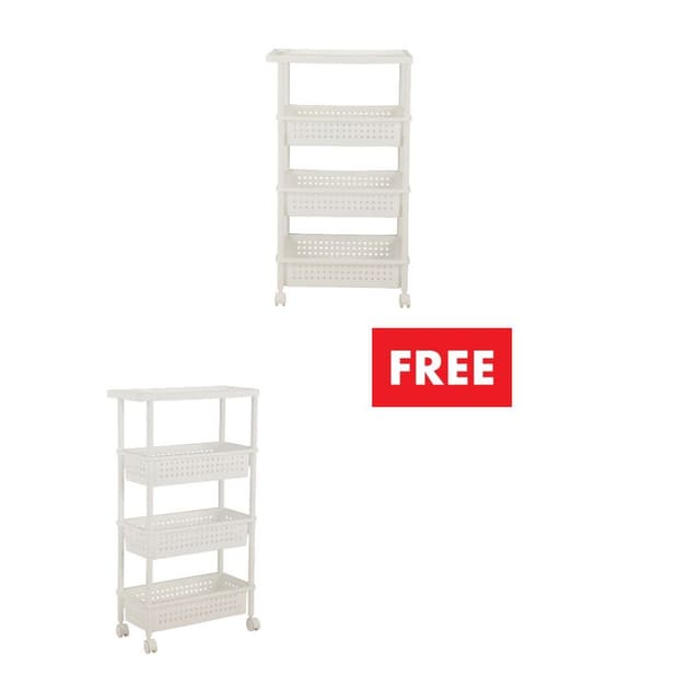 ซื้อชั้นวางของ 4 ชั้น+ล้อ รุ่นมีย่า ขนาด 32.5 x 48 x 82.7 ซม. แถมฟรี! ชั้นวางของ 4 ชั้น+ล้อ รุ่นมีย่า ขนาด 21.5 x 48 x 82.7 ซม.