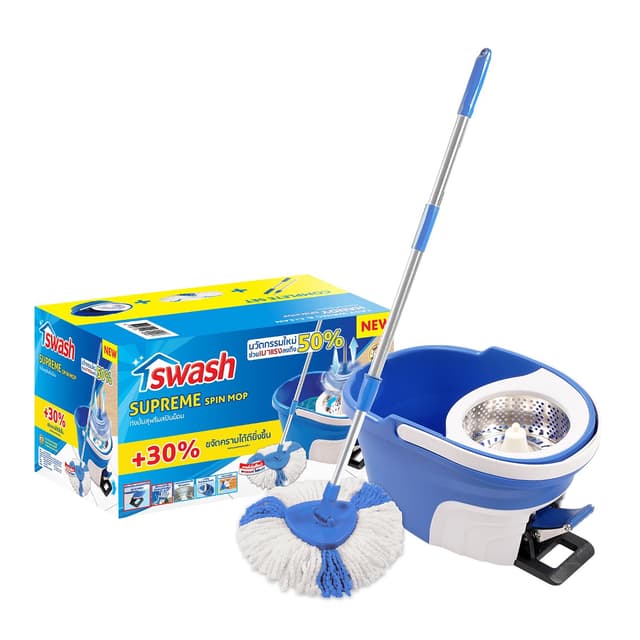 ชุดถังปั่น + ไม้ถูพื้น รุ่นสวอช - สีน้ำเงิน