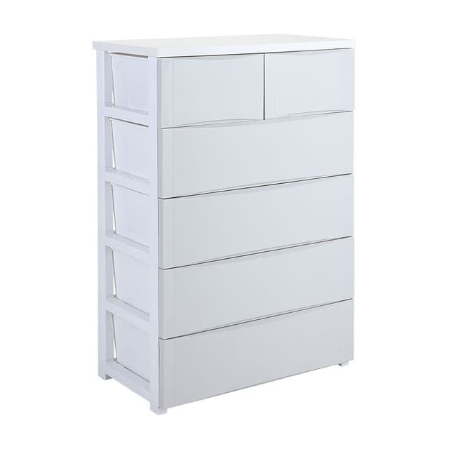 ตู้ลิ้นชักหน้าท็อปไม้ 5 ชั้น รุ่นเดซี่ - สีขาว