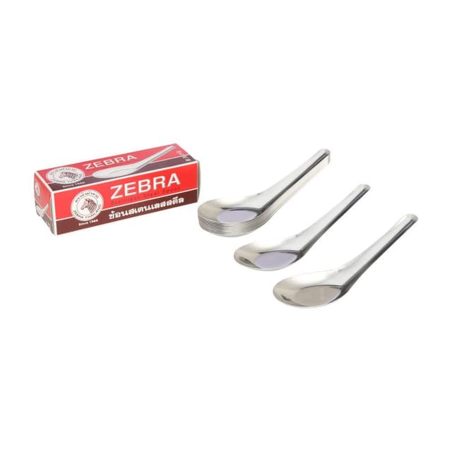 ช้อนหัวม้าลายใหญ่ 12 ชิ้น รุ่นม้าลาย - สีเงิน