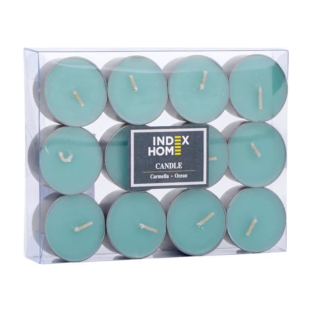 เทียนทีไลท์ 12 ชิ้น รุ่นคาเมลล่า - กลิ่นโอเชี่ยน / สีฟ้า