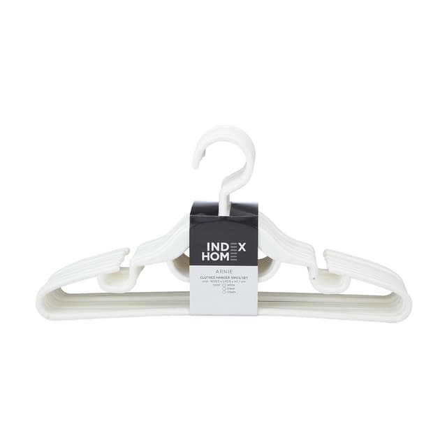 ไม้แขวนเสื้อ รุ่น อาร์นี่ (10 ชิ้น/ชุด) - สีขาว