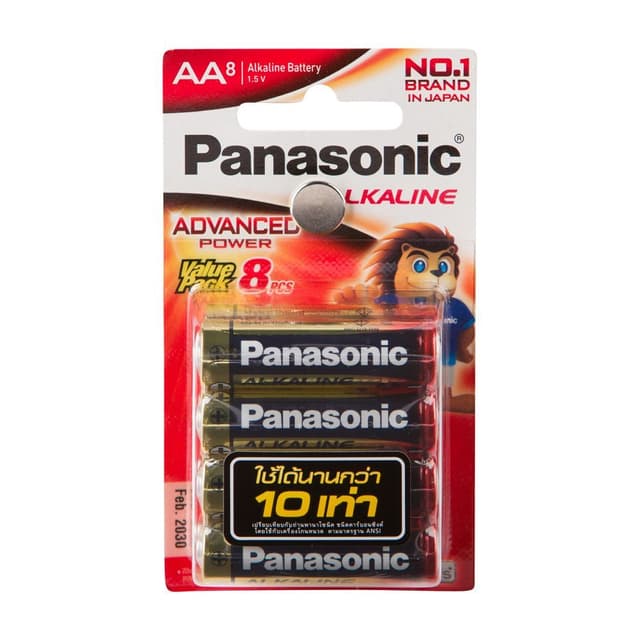 ถ่านอัลคาไลน์ รุ่นพานาโซนิค AA PACK 8 - สีแดง