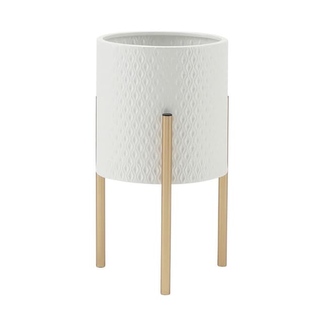 กระถางพร้อมขาตั้ง รุ่นลักซ์-เฟลิเซีย ขนาด 35 ซม. - สีขาว/ทอง