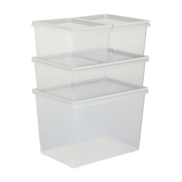 ชุดกล่องพร้อมฝา รุ่นนิคโก้ (8 ชิ้น/ชุด) - ใสโปร่ง/เทา