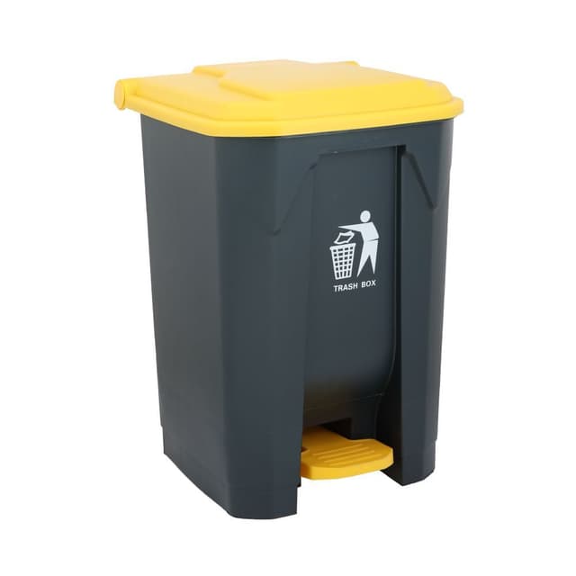 ถังขยะฝาเหยียบ รุ่นบิโก้ ขนาด 50 ลิตร - สีเทาเข้ม/เหลือง